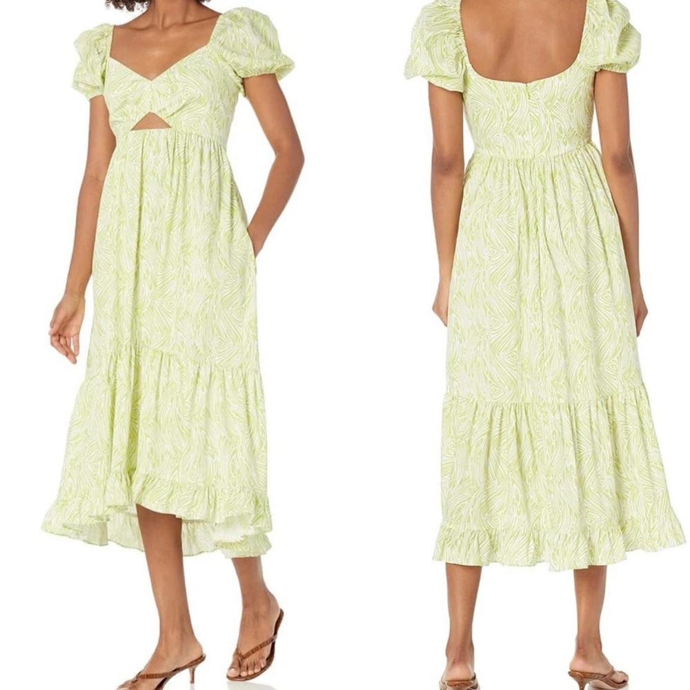 Cinq A Sept Tevah Poplin Keyhole Midi Dress In Green Women's Size M